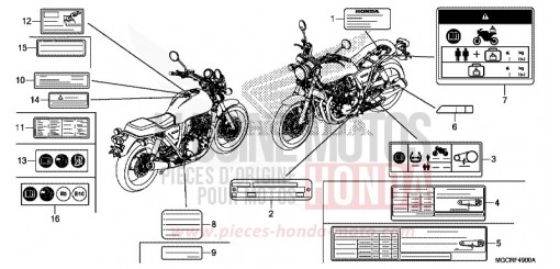 ETIQUETTE DE PRECAUTIONS CB1100NAJ de 2018